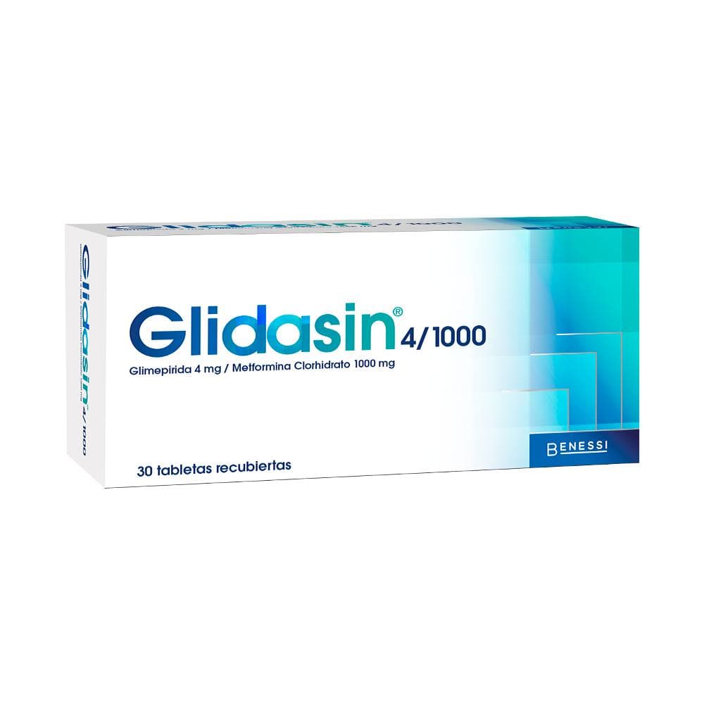 Glidasin 4mg/1000mg 30 Tabletas Recubuertas